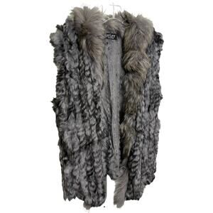 Jayley Collection Women's Grey Fox & Coney Real Fur Tassel Trim Gilet Vest OS